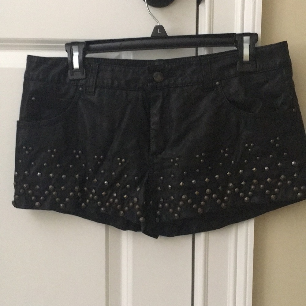 Free People Leather Studded Shorts